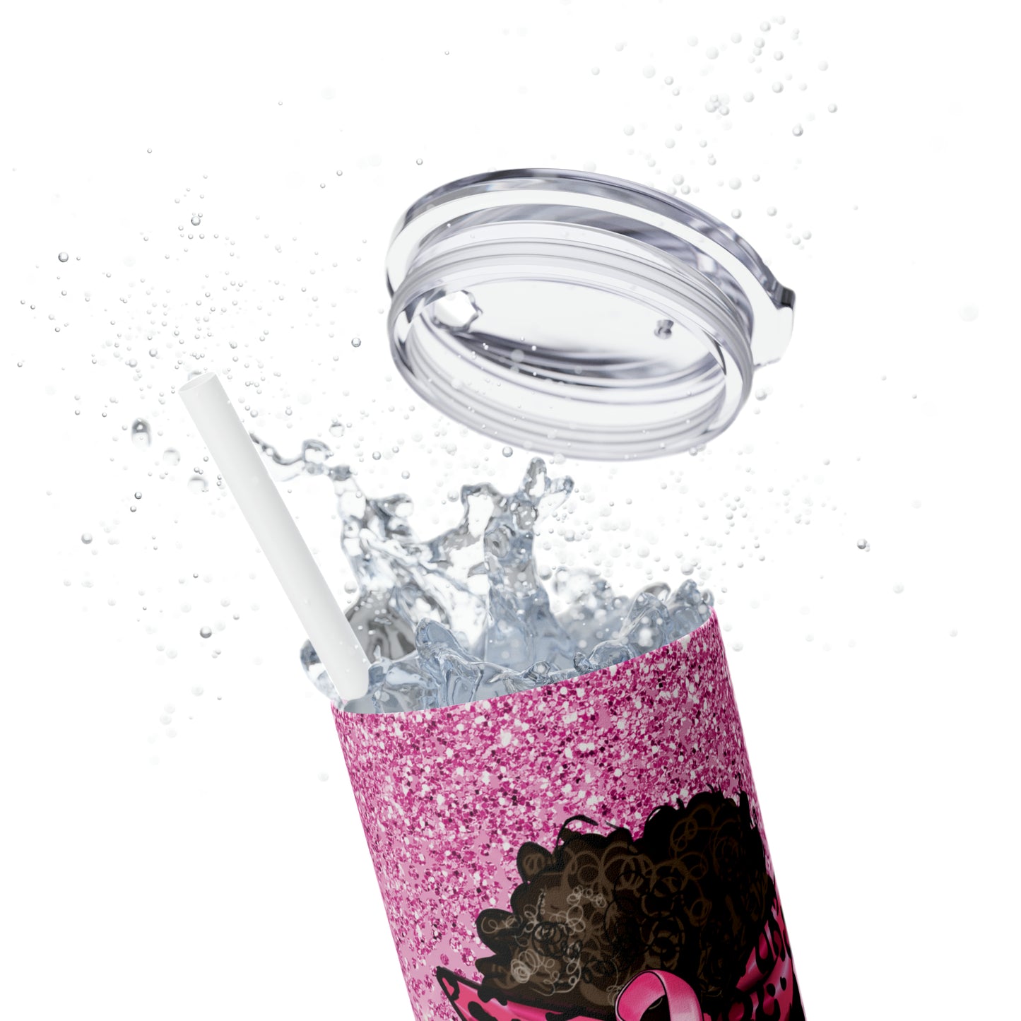 Breast Cancer Awareness Tumbler | 20oz Skinny Tumbler with Plastic Straw