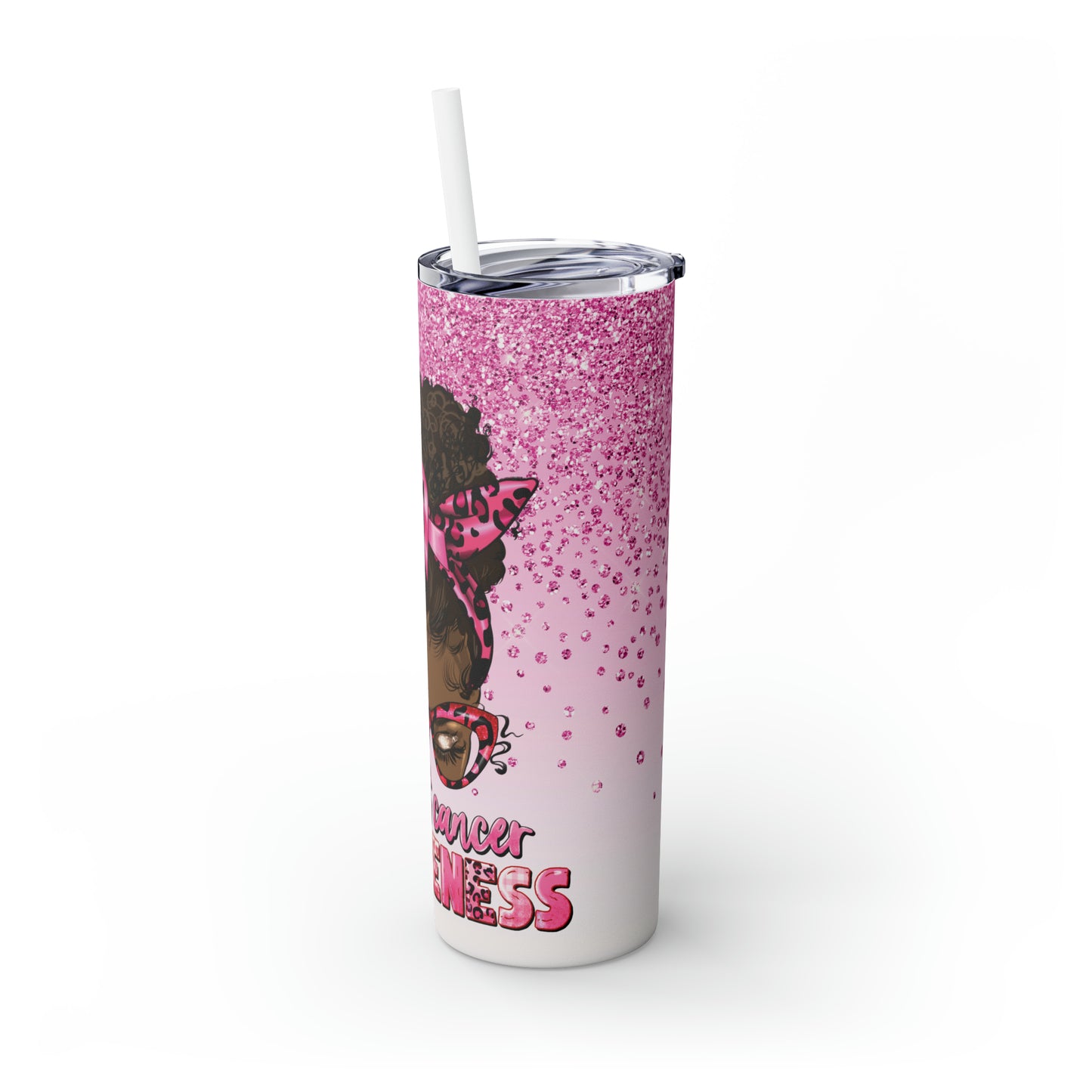 Breast Cancer Awareness Tumbler | 20oz Skinny Tumbler with Plastic Straw