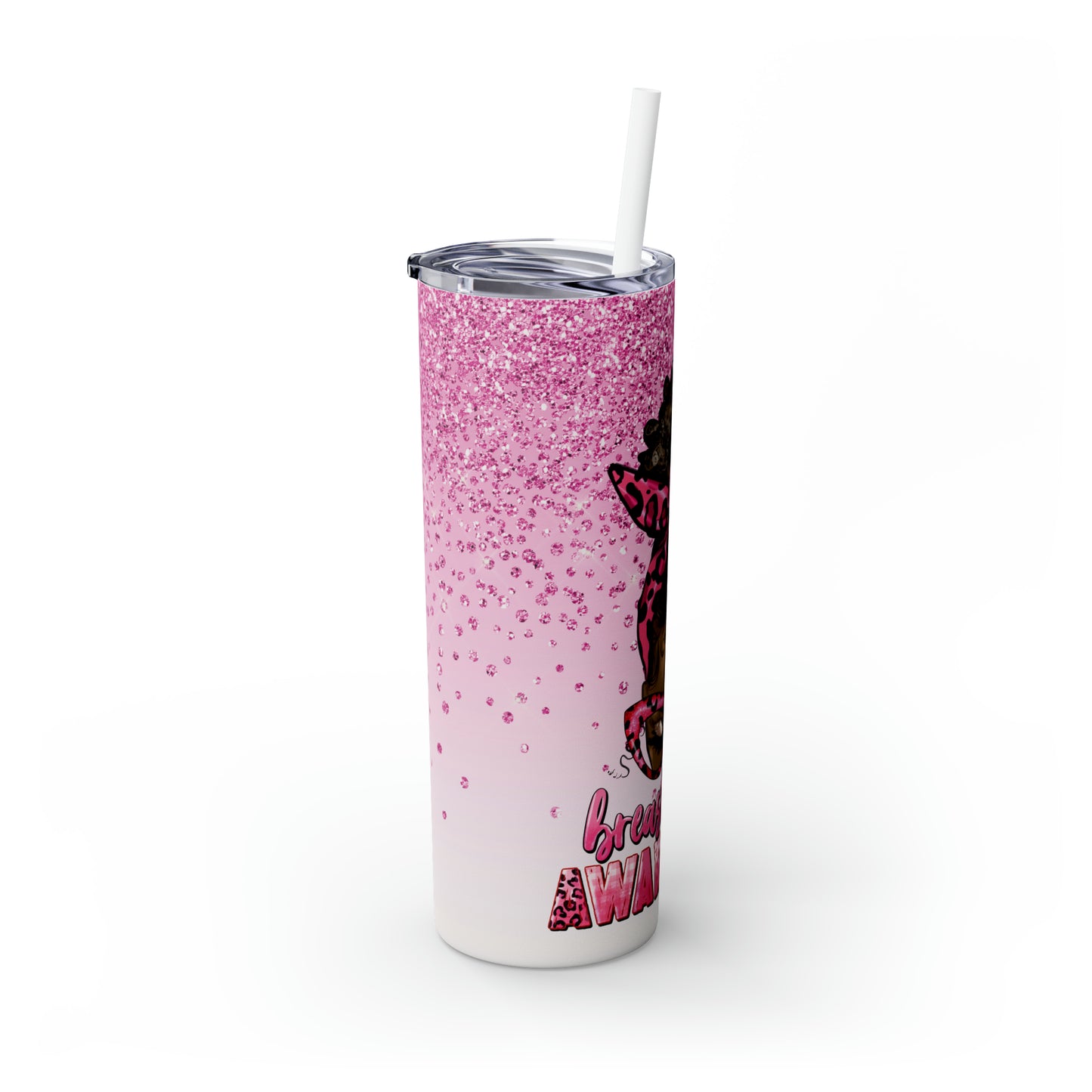 Breast Cancer Awareness Tumbler | 20oz Skinny Tumbler with Plastic Straw