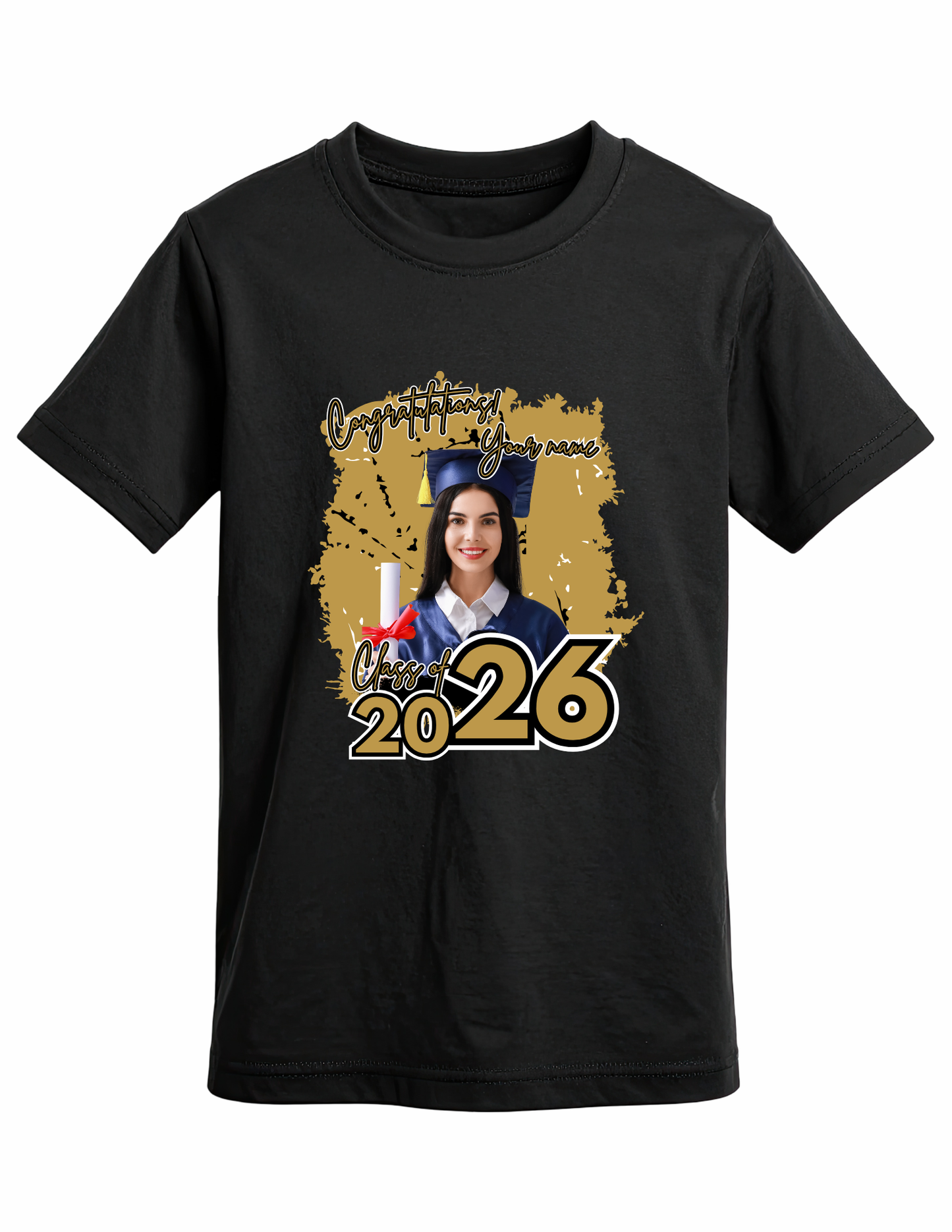 Graduation Essentials Bundle | Custom T-Shirt, Diploma Pillow & Wooden Money Holder | Personalized Grad Gift Set