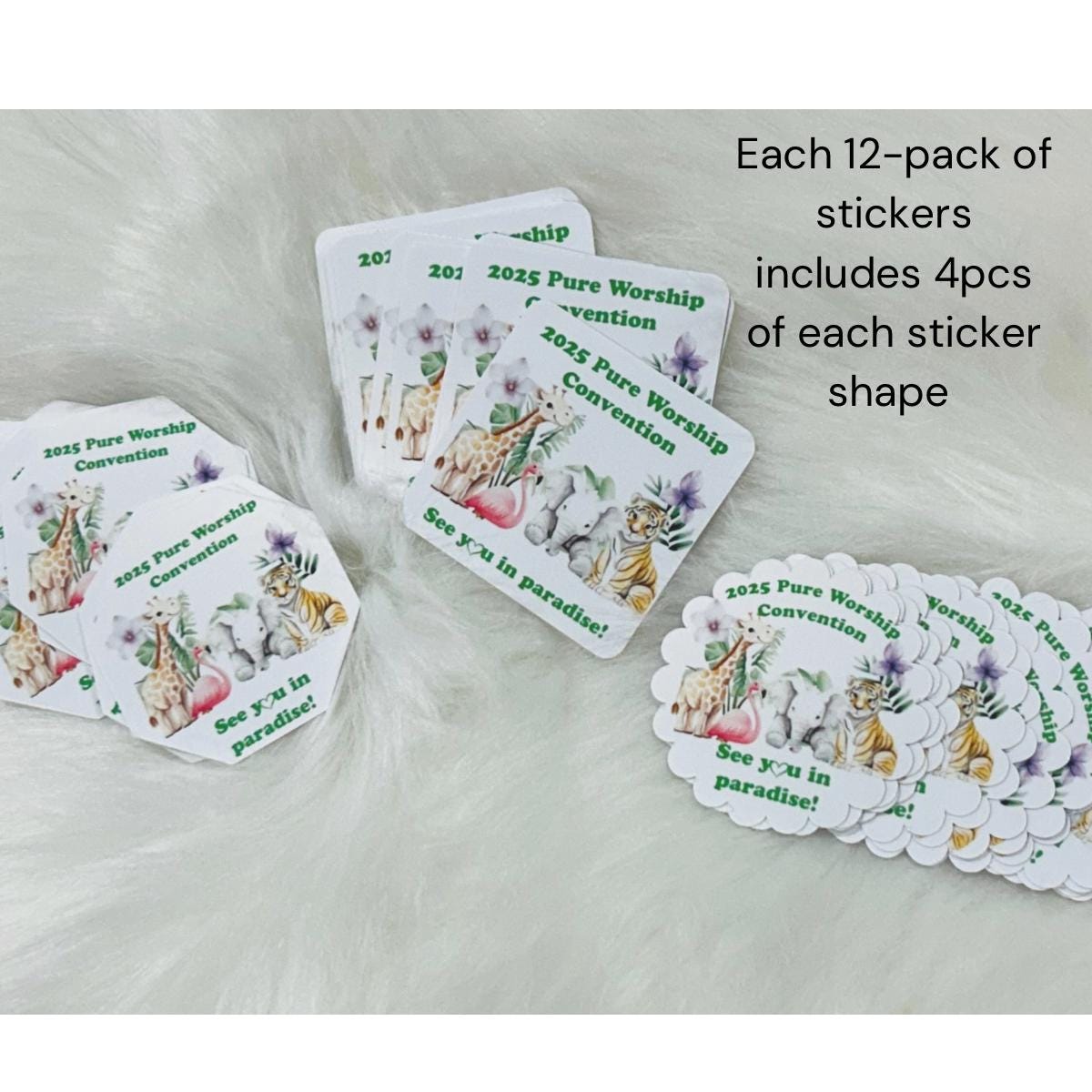 2025/2026 Special Convention Stickers (sold in sets of 12) | Watercolor Animals | JW Gifts for Kids| Lightweight Gift | 2”