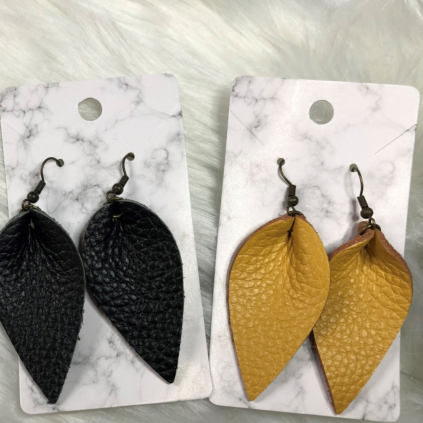 Faux Leather Earrings - Teardrop - Red, Mustard, Black_edited.jpg