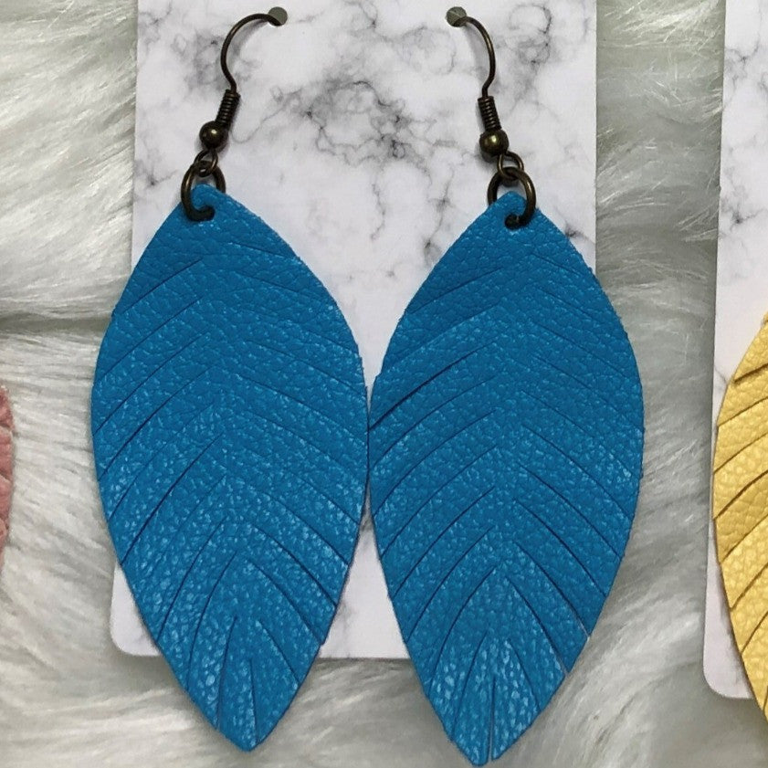 Faux Leather Earrings - Feathers - Pink, Brown, Yellow, Turquoise_edited.jpg