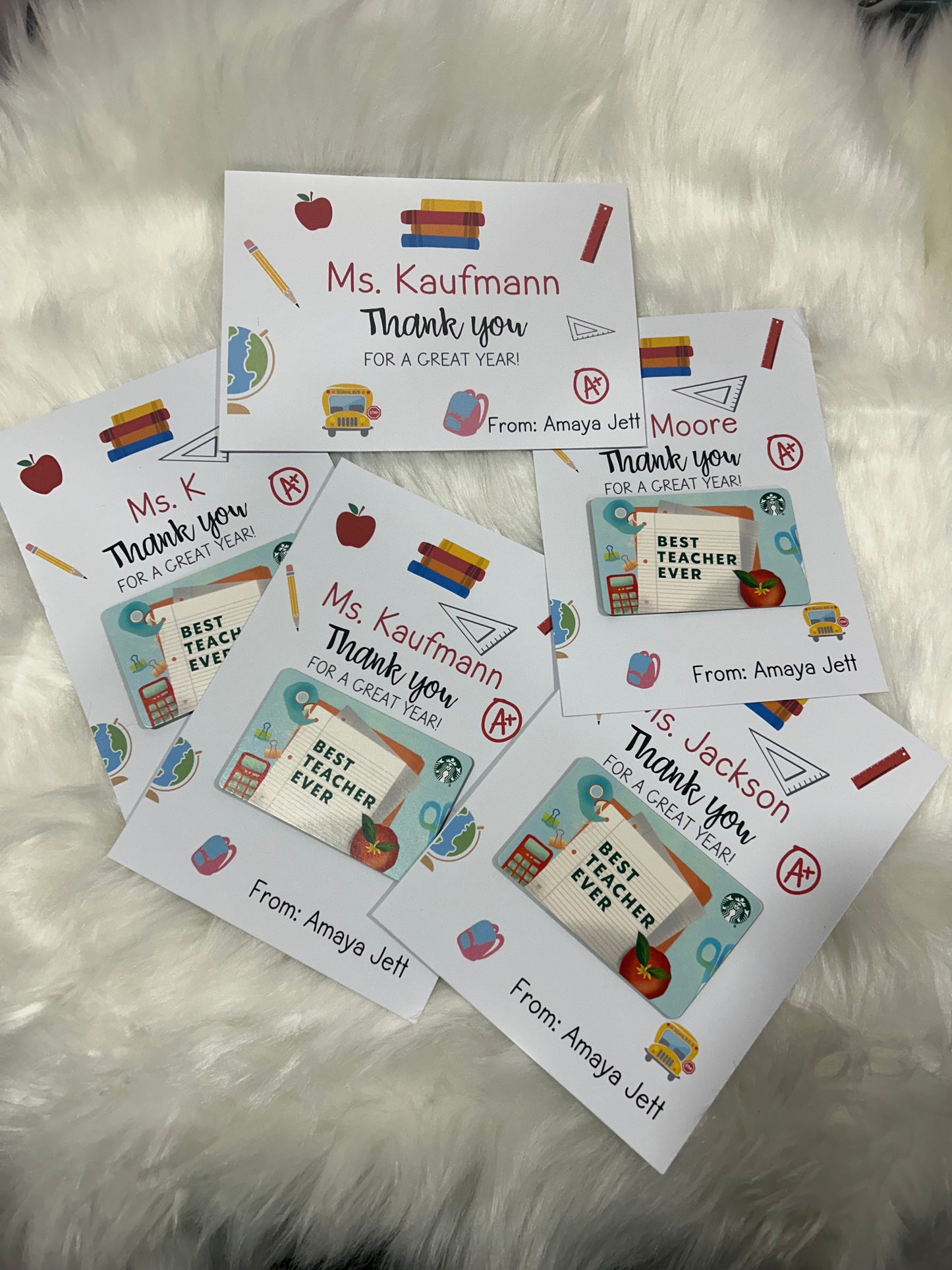 Teacher Appreciation Gift Card Holder | Personalized Thank You Card with Envelope | End of Year Teacher Gift