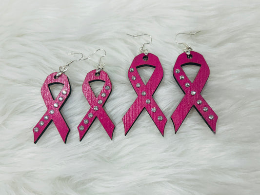 Pink Ribbon Earrings - Small