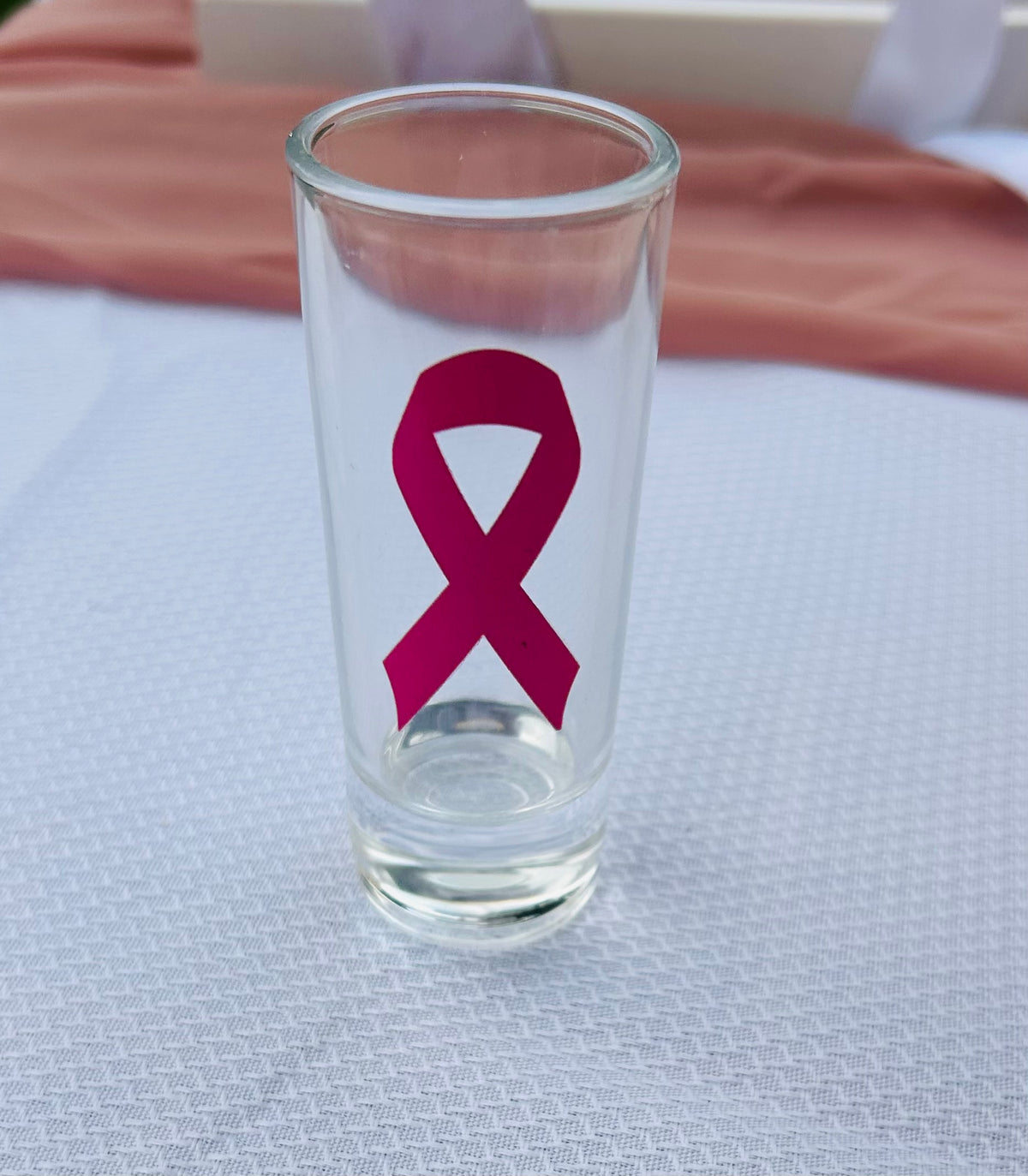 Small Ribbon Shot Breast Cancer Awareness Pink Ribbon Shot Glass โ Jada Lynn Designs