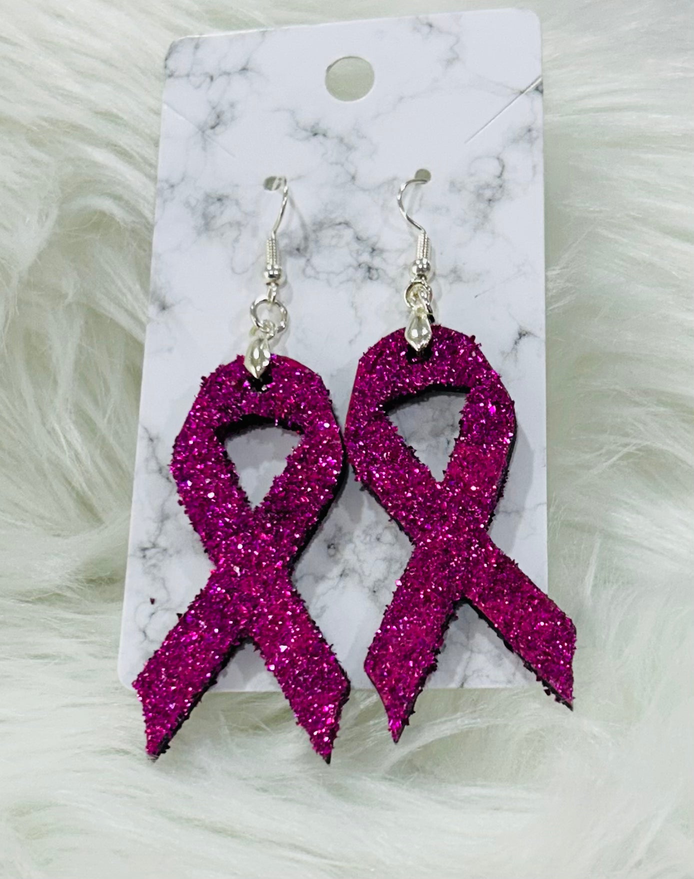 Pink Ribbon Earrings - Small
