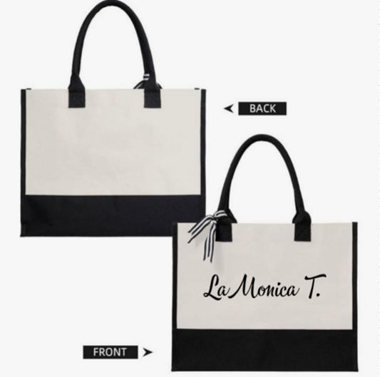 Personalized Canvas Tote Bag | Custom Name Tote Bag | Large Reusable Tote Bag | Custom Tote Bag